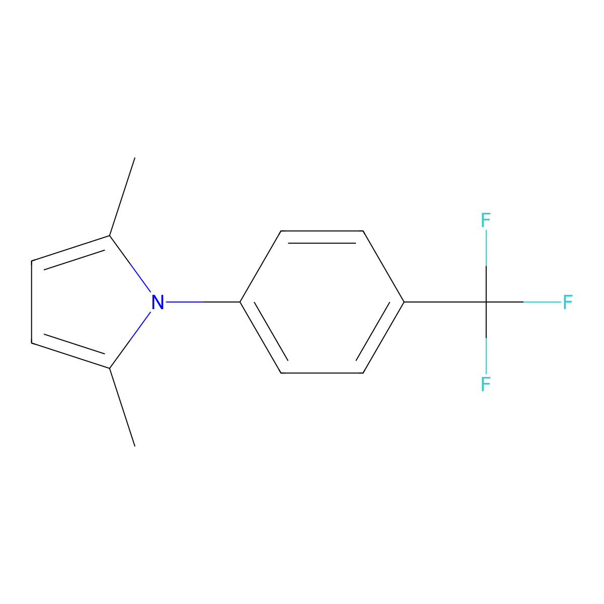 2,5-Dimethyl-1-(4-(trifluoromethyl)phenyl)-1H-pyrrole molecular structure, CAS 570-05-8