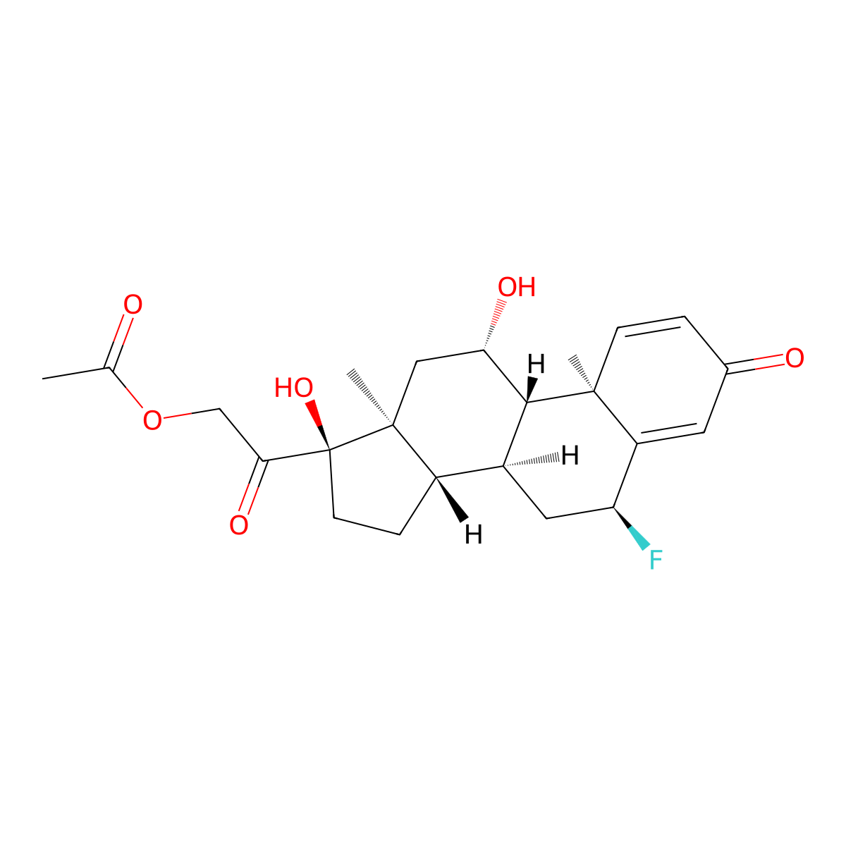 Fluprednisolone acetate molecular structure, CAS 570-36-5