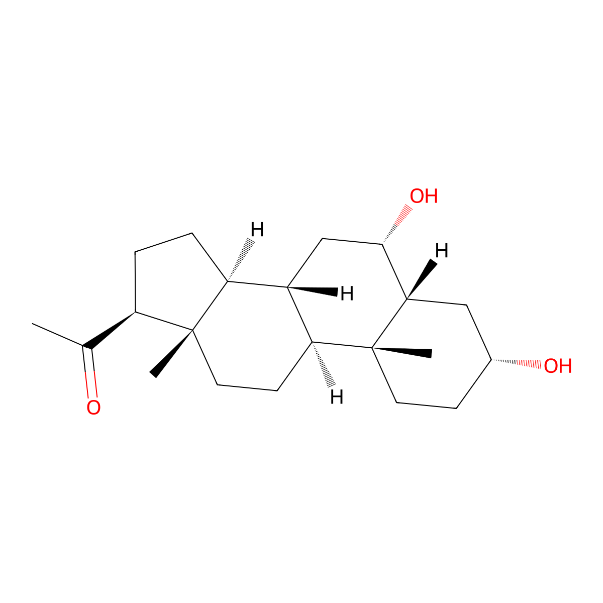 (3alpha,5beta,6alpha)-3,6-Dihydroxypregnan-20-one molecular structure, CAS 570-78-5