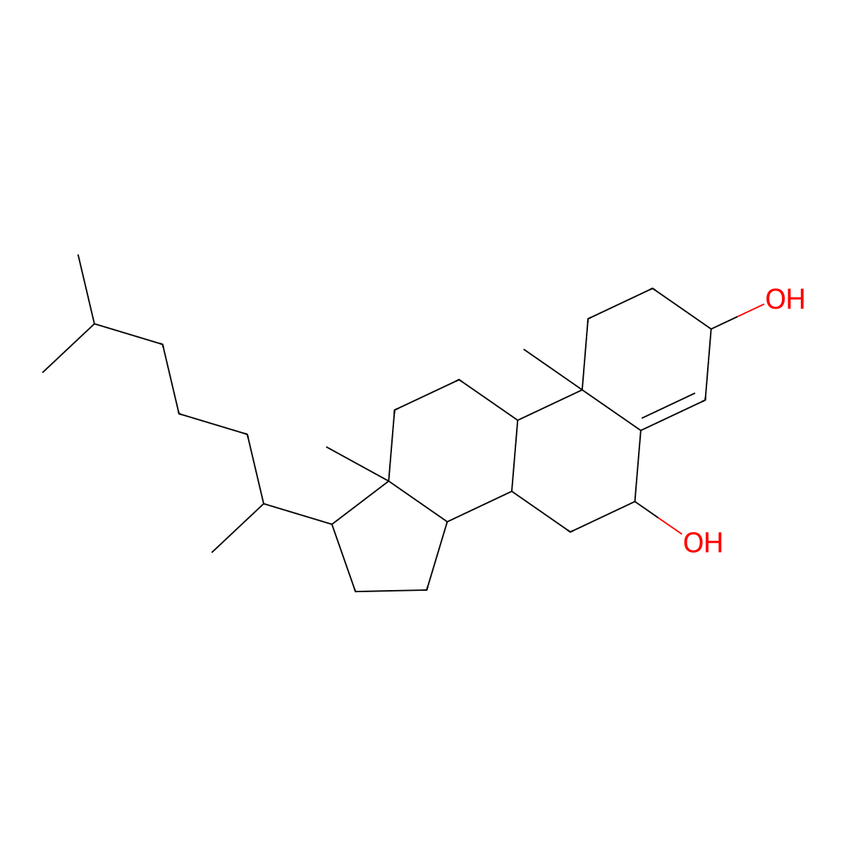 10,13-dimethyl-17-(6-methylheptan-2-yl)-2,3,6,7,8,9,11,12,14,15,16,17-dodecahydro-1H-cyclopenta[a]phenanthrene-3,6-diol molecular structure, CAS 570-88-7