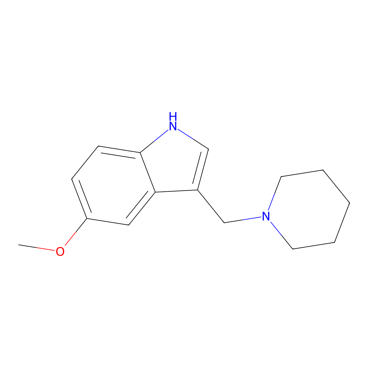 5-Methoxy-3-(piperidin-1-ylmethyl)-1H-indole molecular structure, CAS 57000-46-1