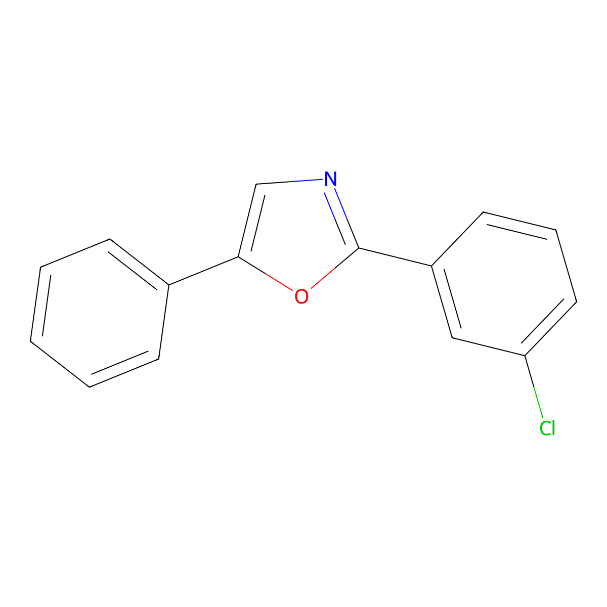 2-(3-Chlorophenyl)-5-phenyl-1,3-oxazole molecular structure, CAS 57000-63-2
