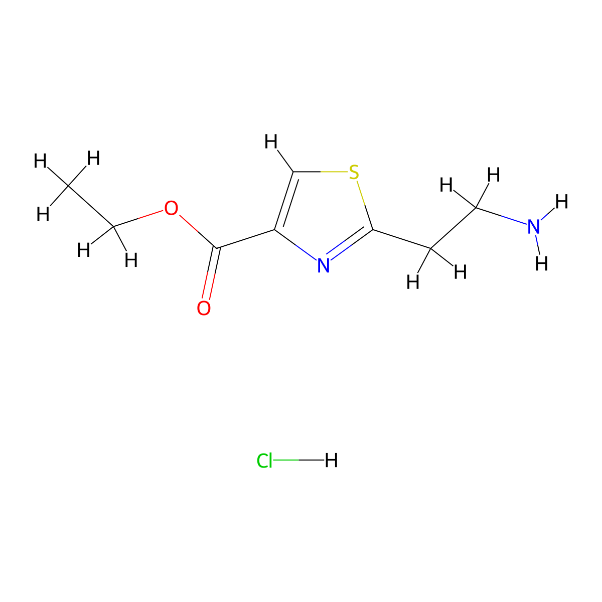 Ethyl 2-(2-aminoethyl)thiazole-4-carboxylate hydrochloride molecular structure, CAS 57001-32-8