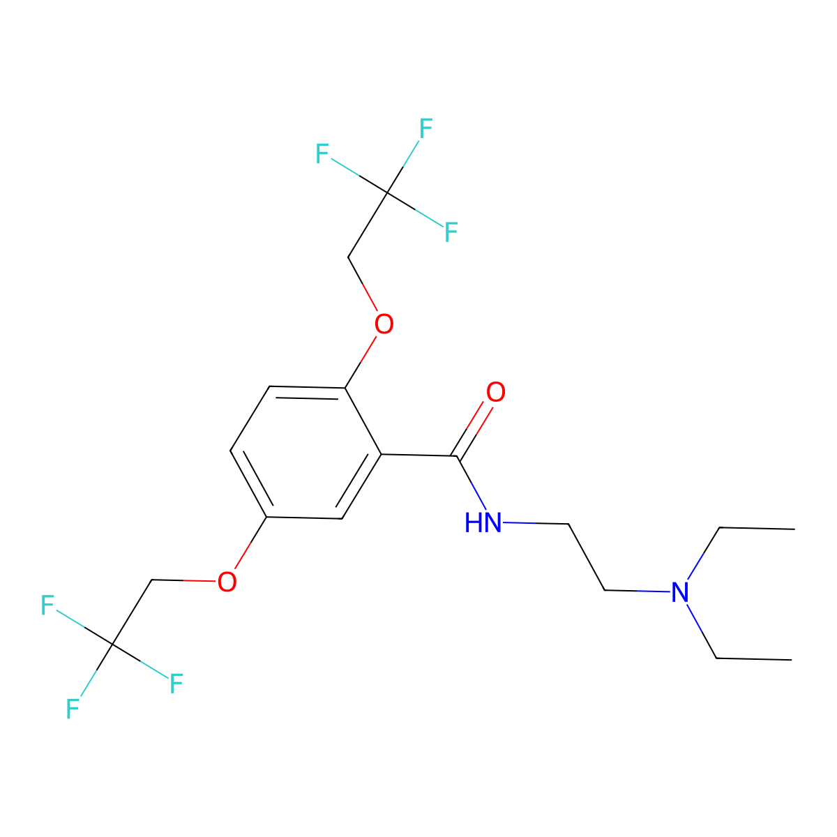 N-[2-(diethylamino)ethyl]-2,5-bis(2,2,2-trifluoroethoxy)benzenecarboxamide molecular structure, CAS 57005-21-7