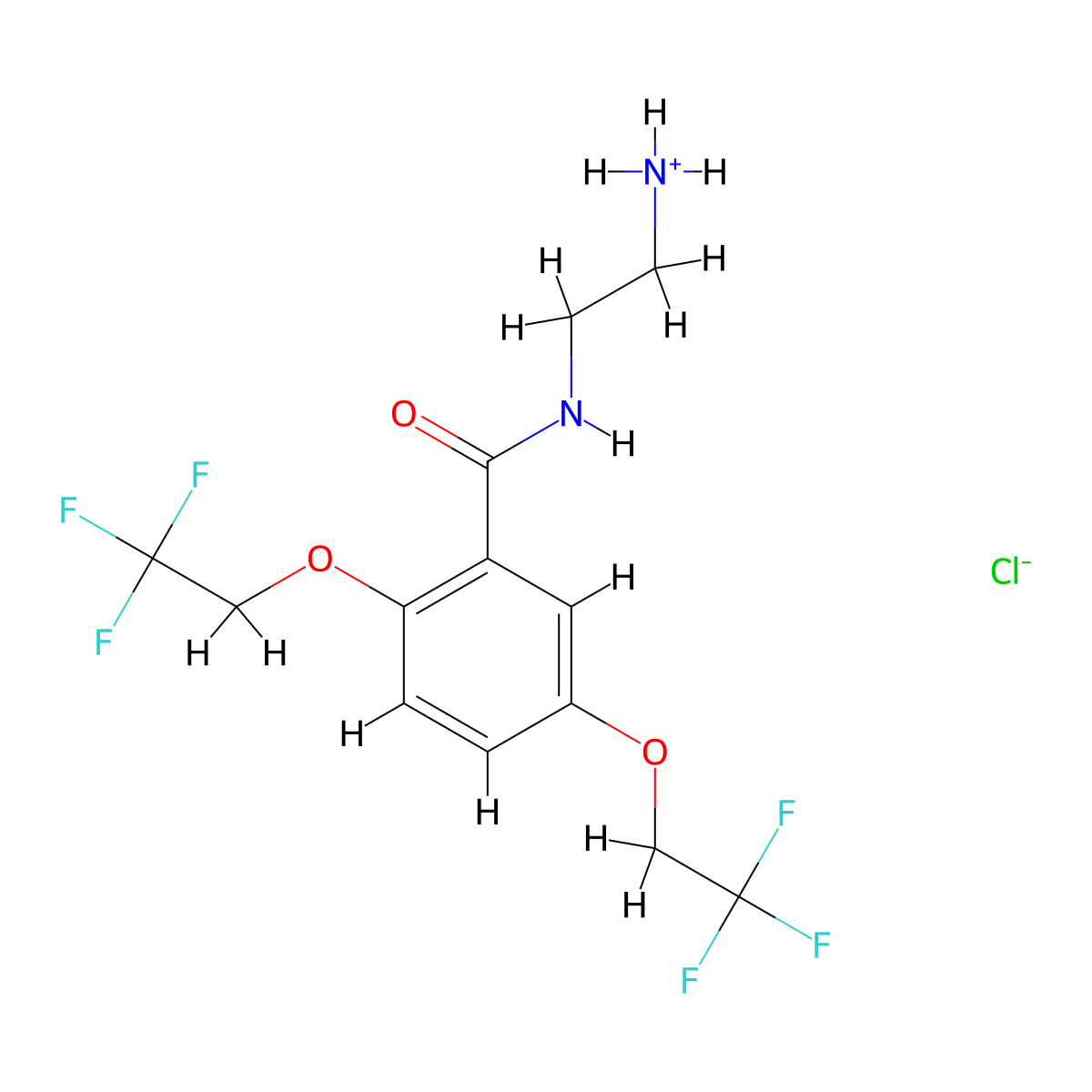 2-{[2,5-Bis(2,2,2-trifluoroethoxy)benzoyl]amino}-1-ethanaminium chloride molecular structure, CAS 57005-39-7