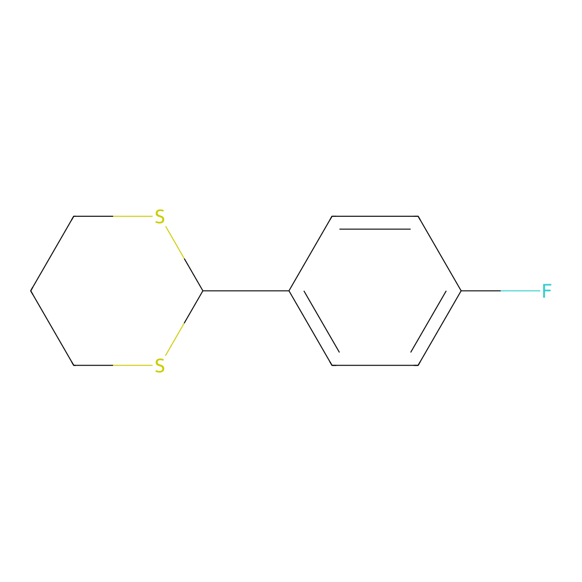 2-(4-Fluorophenyl)-1,3-dithiane molecular structure, CAS 57009-75-3