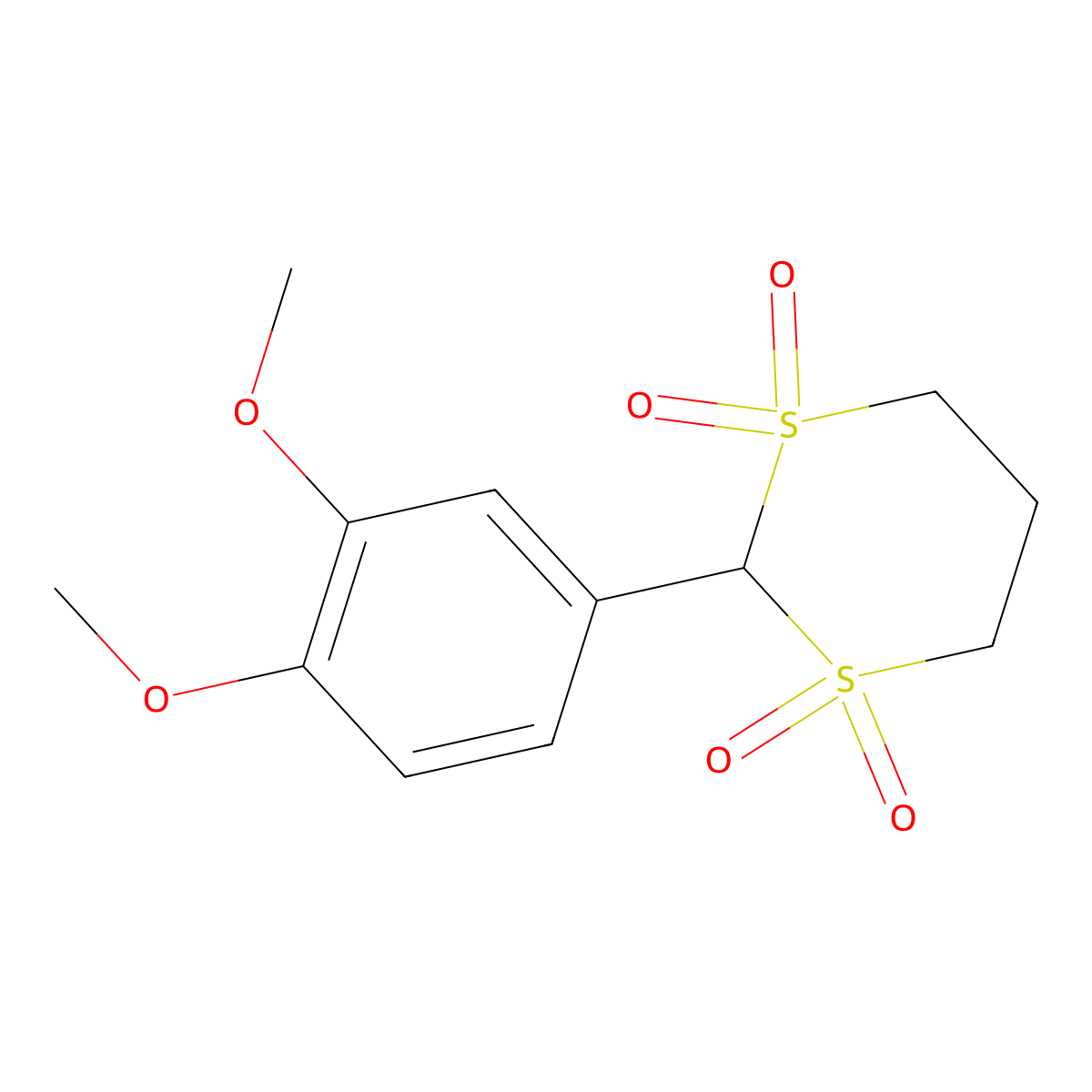 2-(3,4-Dimethoxyphenyl)-1,3-dithiane 1,1,3,3-tetraoxide molecular structure, CAS 57009-86-6