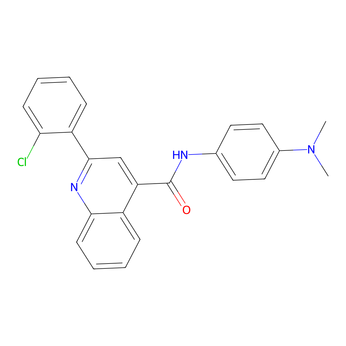 2-(2-chlorophenyl)-N-(4-dimethylaminophenyl)quinoline-4-carboxamide molecular structure, CAS 5701-71-3
