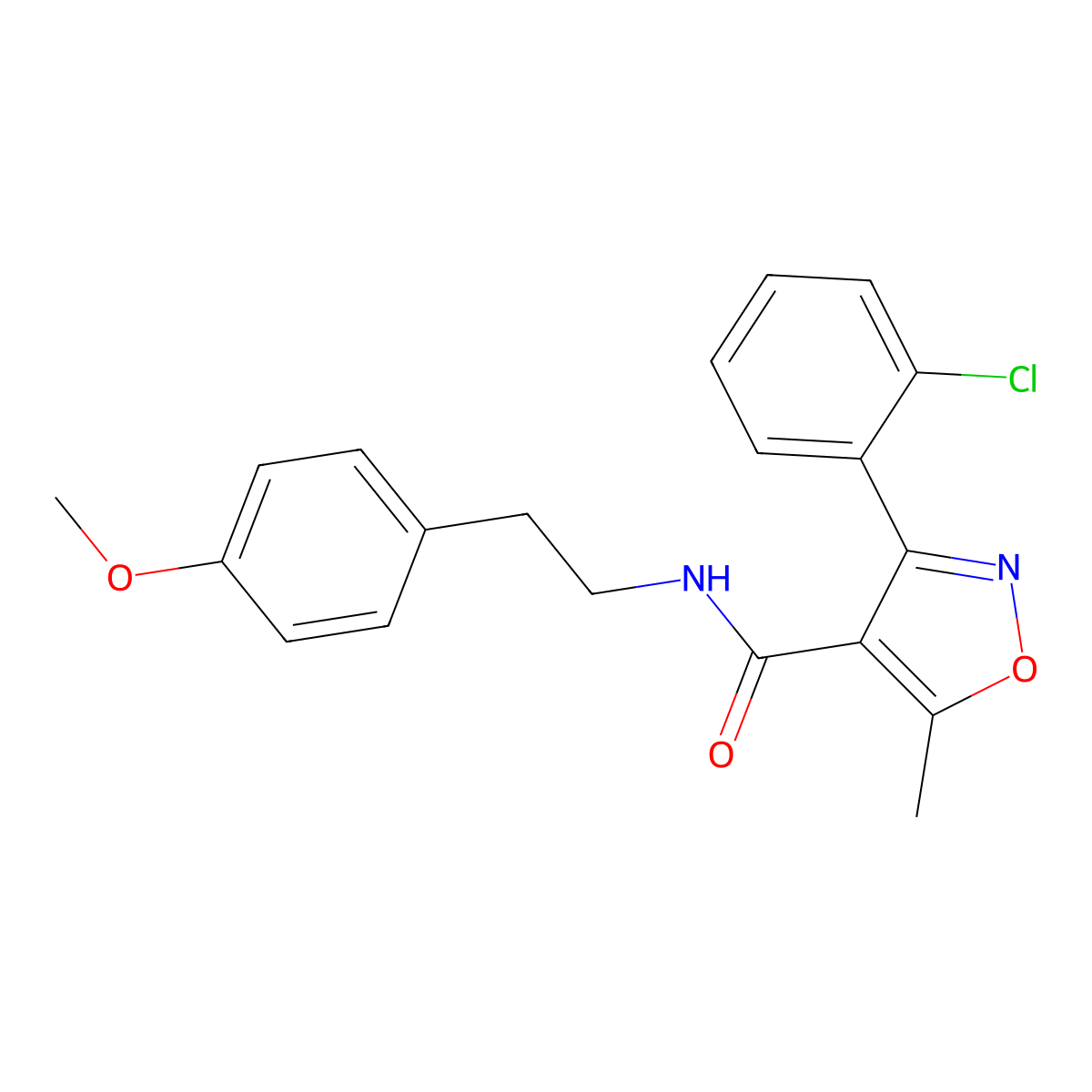 3-(2-chlorophenyl)-N-[2-(4-methoxyphenyl)ethyl]-5-methyl-1,2-oxazole-4-carboxamide molecular structure, CAS 5701-84-8