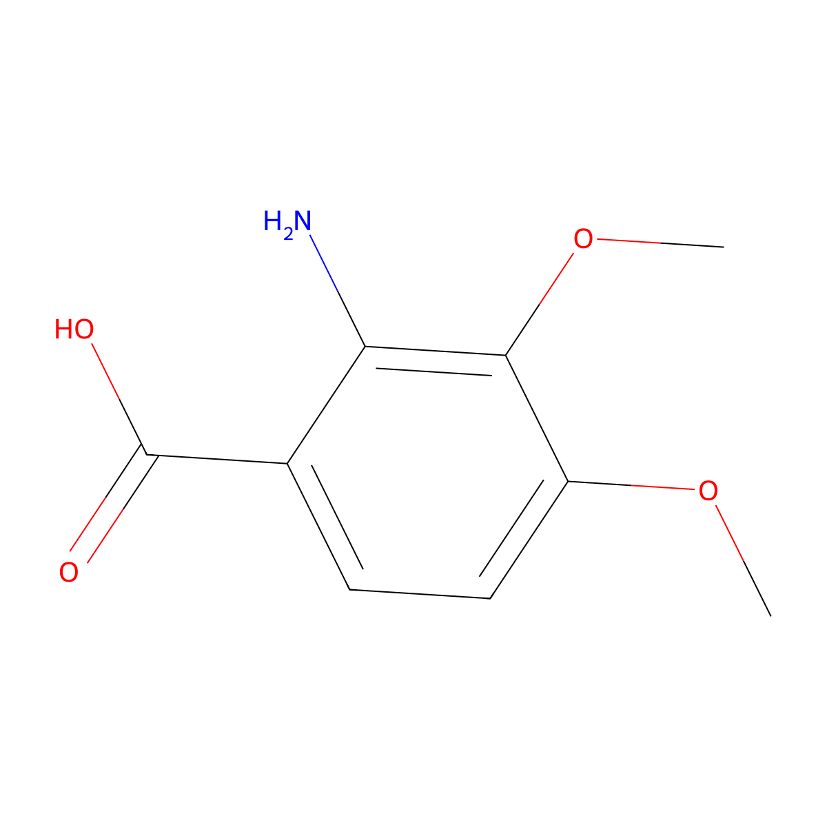 2-Amino-3,4-dimethoxybenzoic acid molecular structure, CAS 5701-87-1