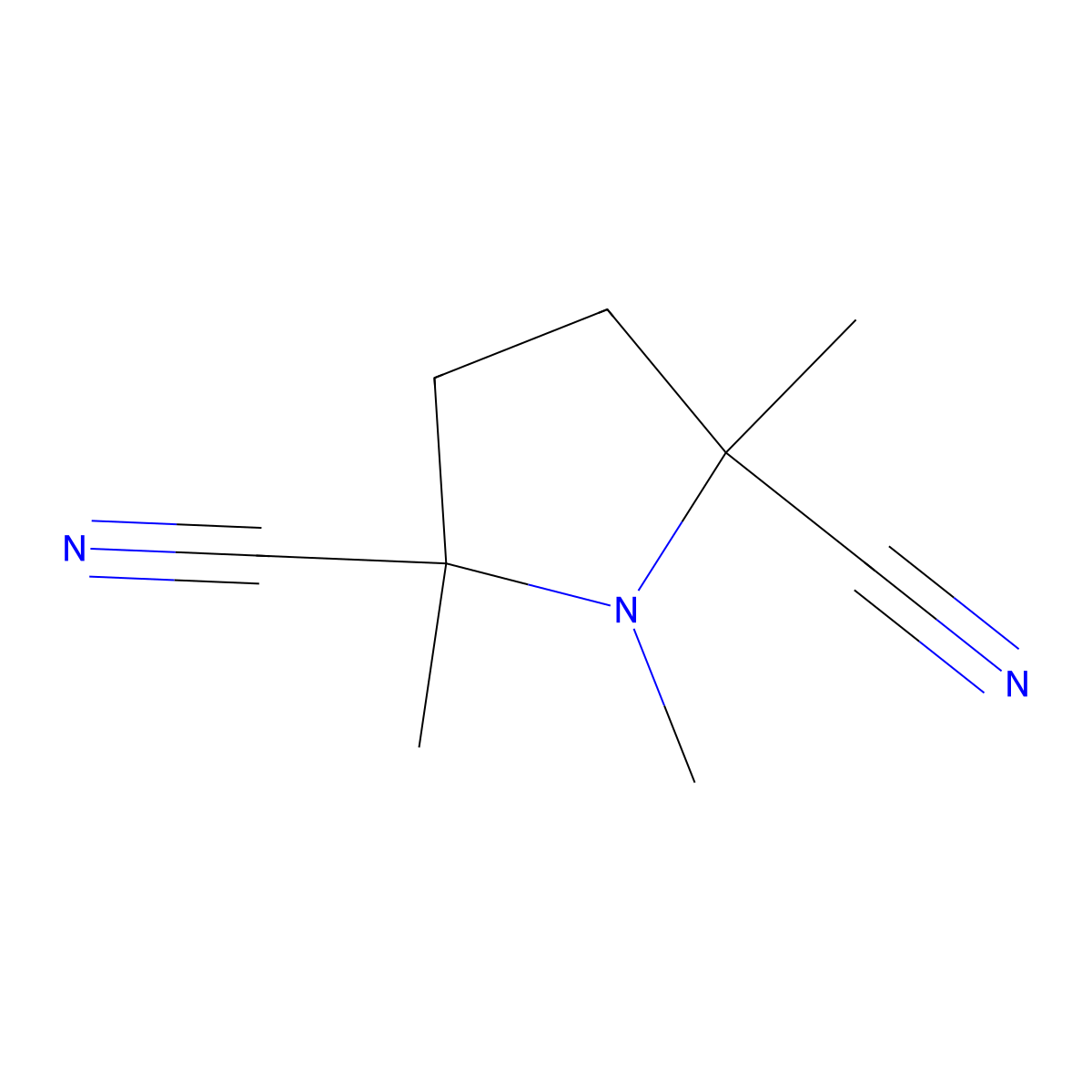 1,2,5-Trimethylpyrrolidine-2,5-dicarbonitrile molecular structure, CAS 57013-16-8