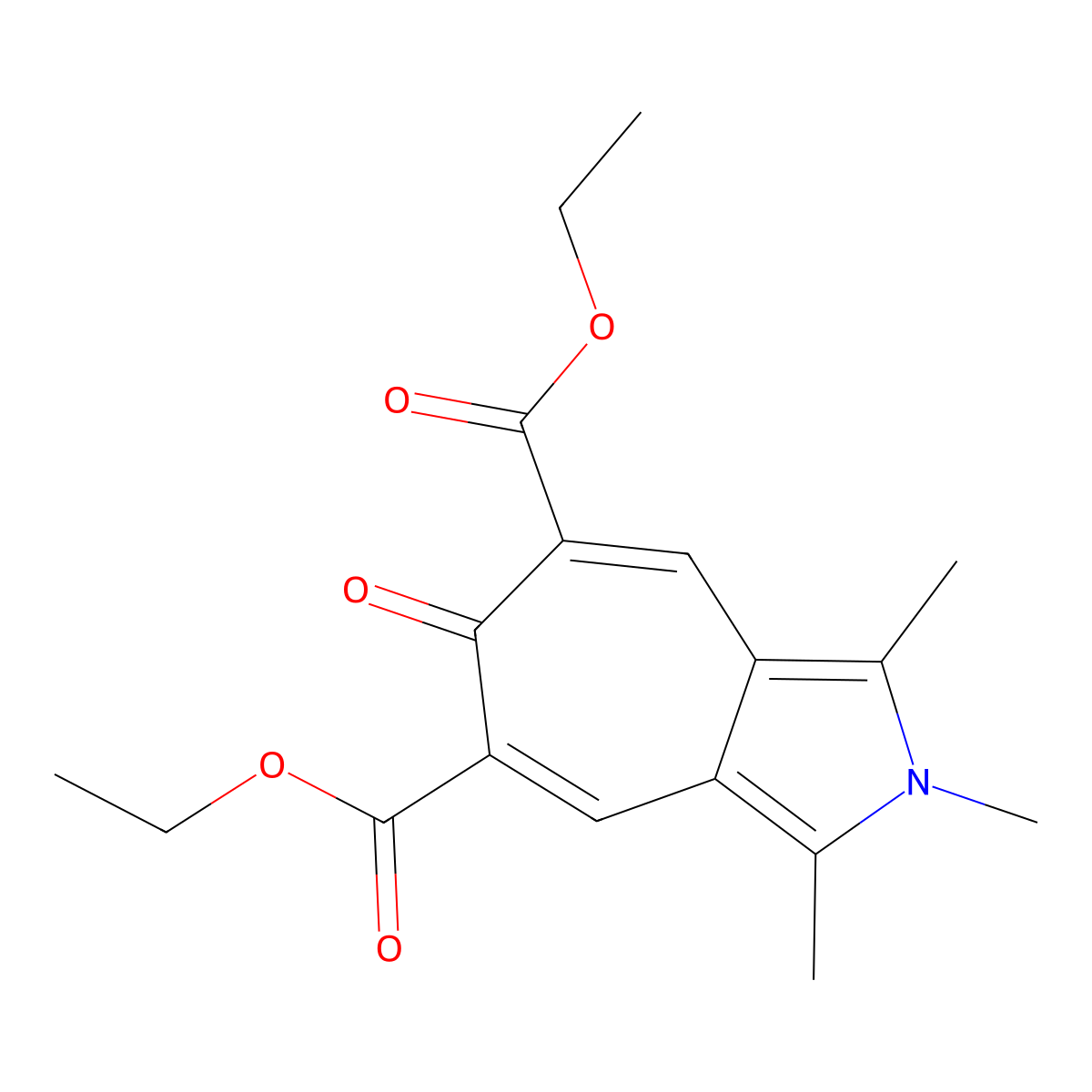 Diethyl 1,2,3-trimethyl-6-oxo-2,6-dihydrocyclohepta[c]pyrrole-5,7-dicarboxylate molecular structure, CAS 57015-29-9