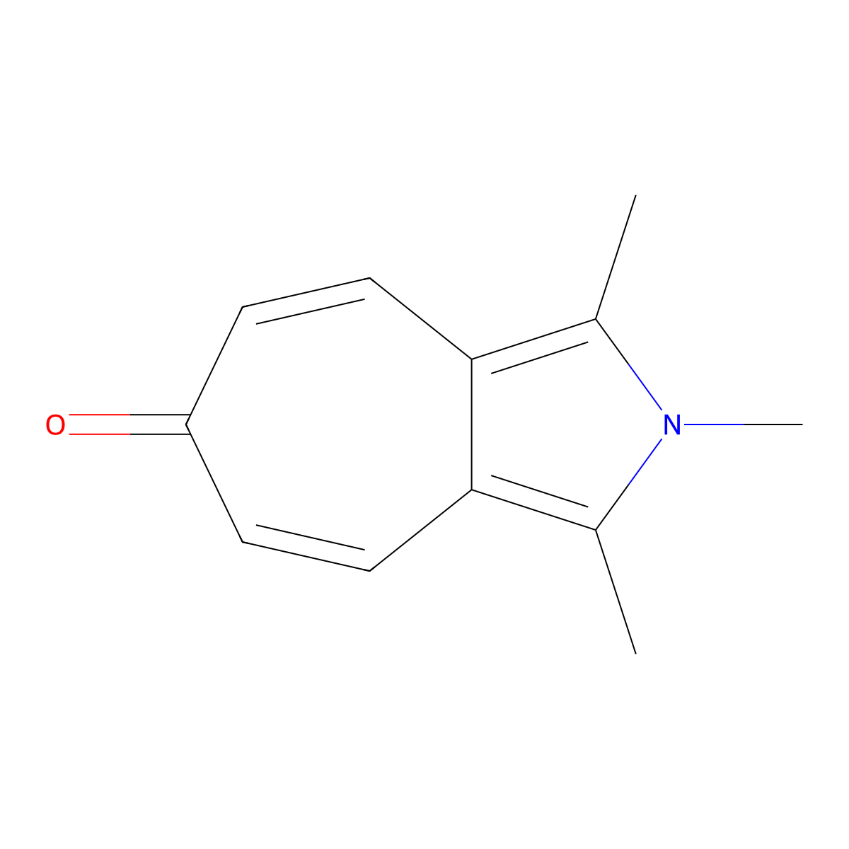 Cyclohepta(c)pyrrol-6(2H)-one, 1,2,3-trimethyl- molecular structure, CAS 57015-32-4
