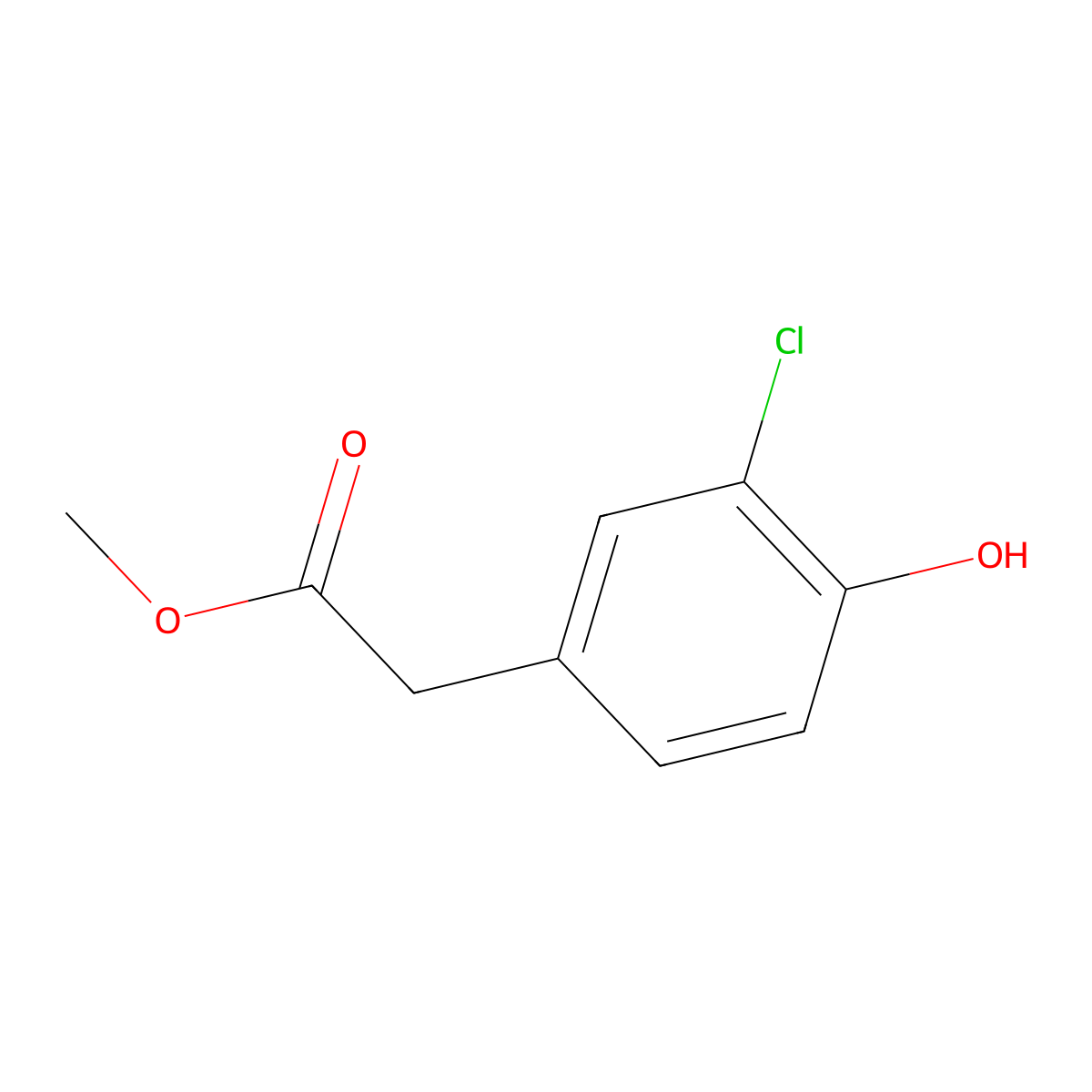 Methyl 3-chloro-4-hydroxyphenylacetate molecular structure, CAS 57017-95-5