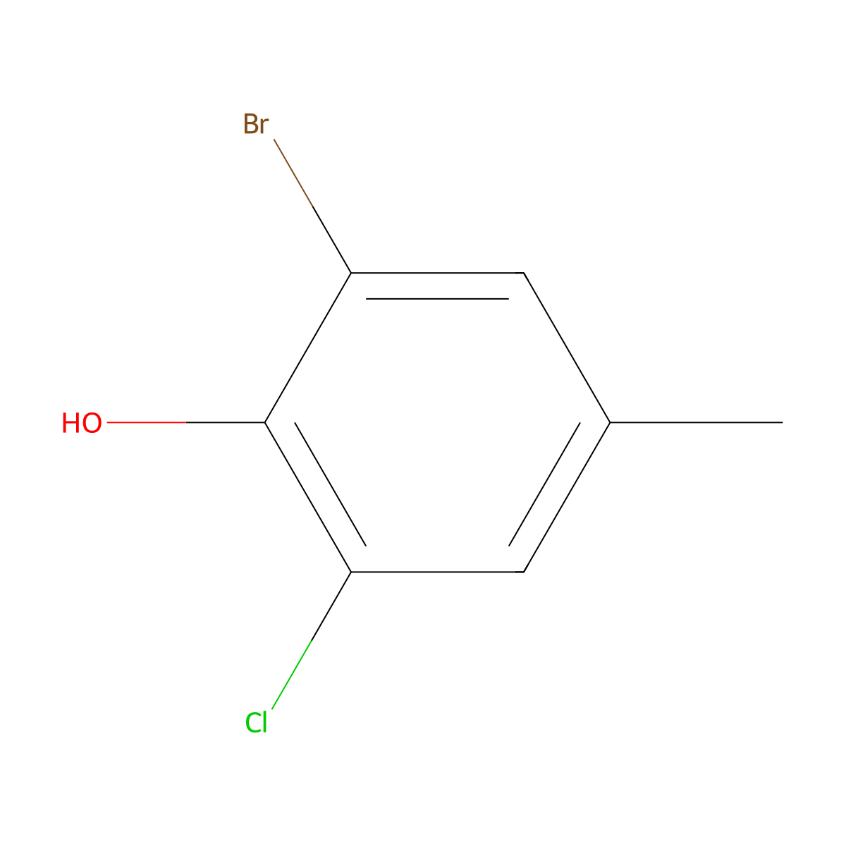 2-Bromo-6-chloro-4-methylphenol molecular structure, CAS 57018-10-7