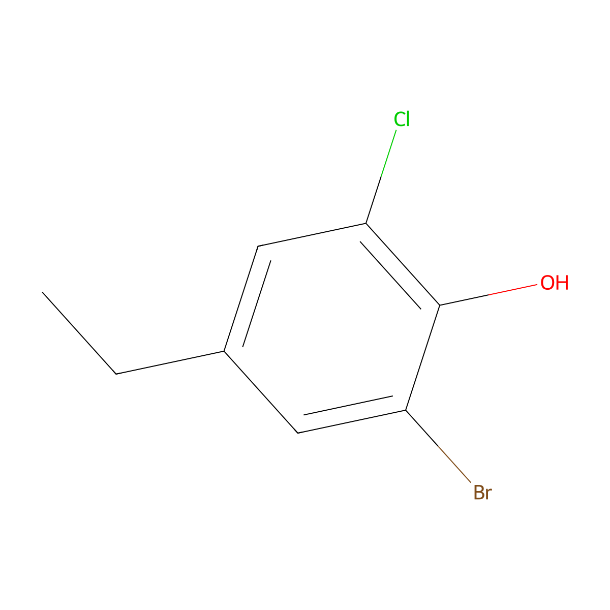 2-Bromo-6-chloro-4-ethylphenol molecular structure, CAS 57018-11-8