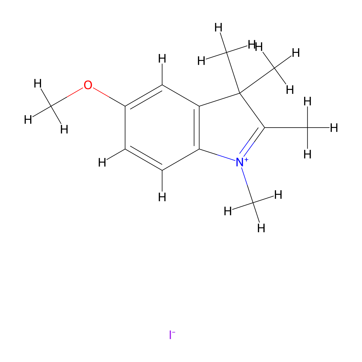 5-methoxy-1,2,3,3-tetramethyl-3H-indol-1-ium iodide molecular structure, CAS 57019-81-5