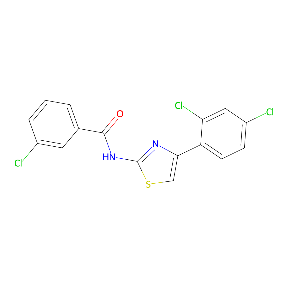 3-chloro-N-[4-(2,4-dichlorophenyl)-1,3-thiazol-2-yl]benzamide molecular structure, CAS 5702-00-1