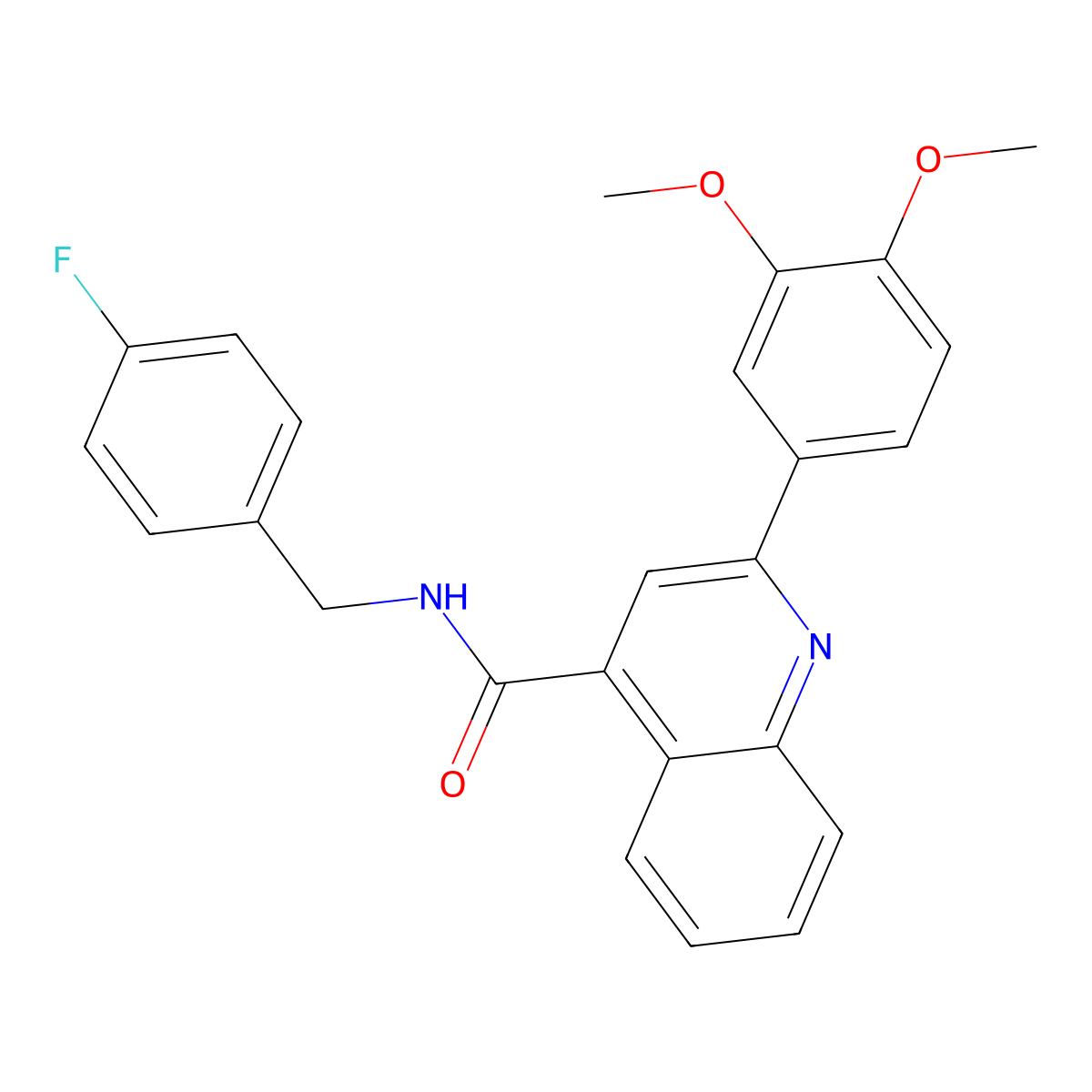 2-(3,4-dimethoxyphenyl)-N-[(4-fluorophenyl)methyl]quinoline-4-carboxamide molecular structure, CAS 5702-15-8