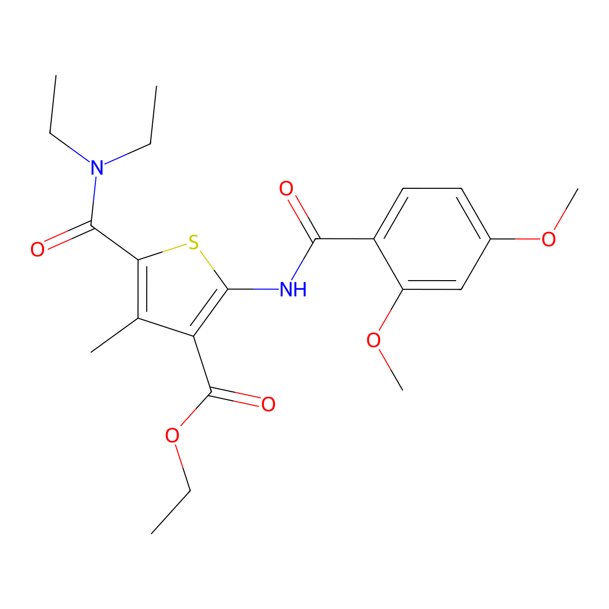 Ethyl 5-(diethylcarbamoyl)-2-[(2,4-dimethoxybenzoyl)amino]-4-methylthiophene-3-carboxylate molecular structure, CAS 5702-17-0