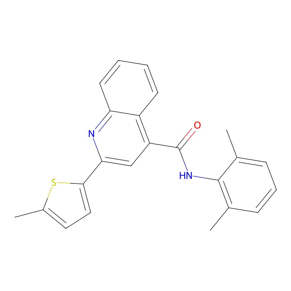 N-(2,6-dimethylphenyl)-2-(5-methylthiophen-2-yl)quinoline-4-carboxamide molecular structure, CAS 5702-30-7