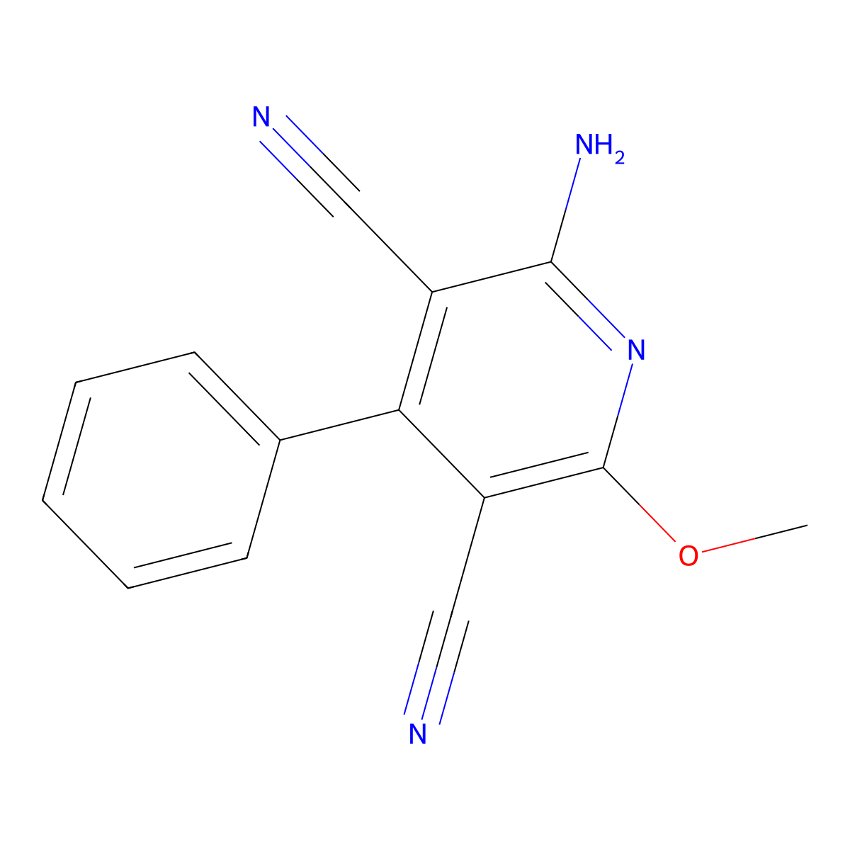 2-Amino-6-methoxy-4-phenylpyridine-3,5-dicarbonitrile molecular structure, CAS 57021-26-8
