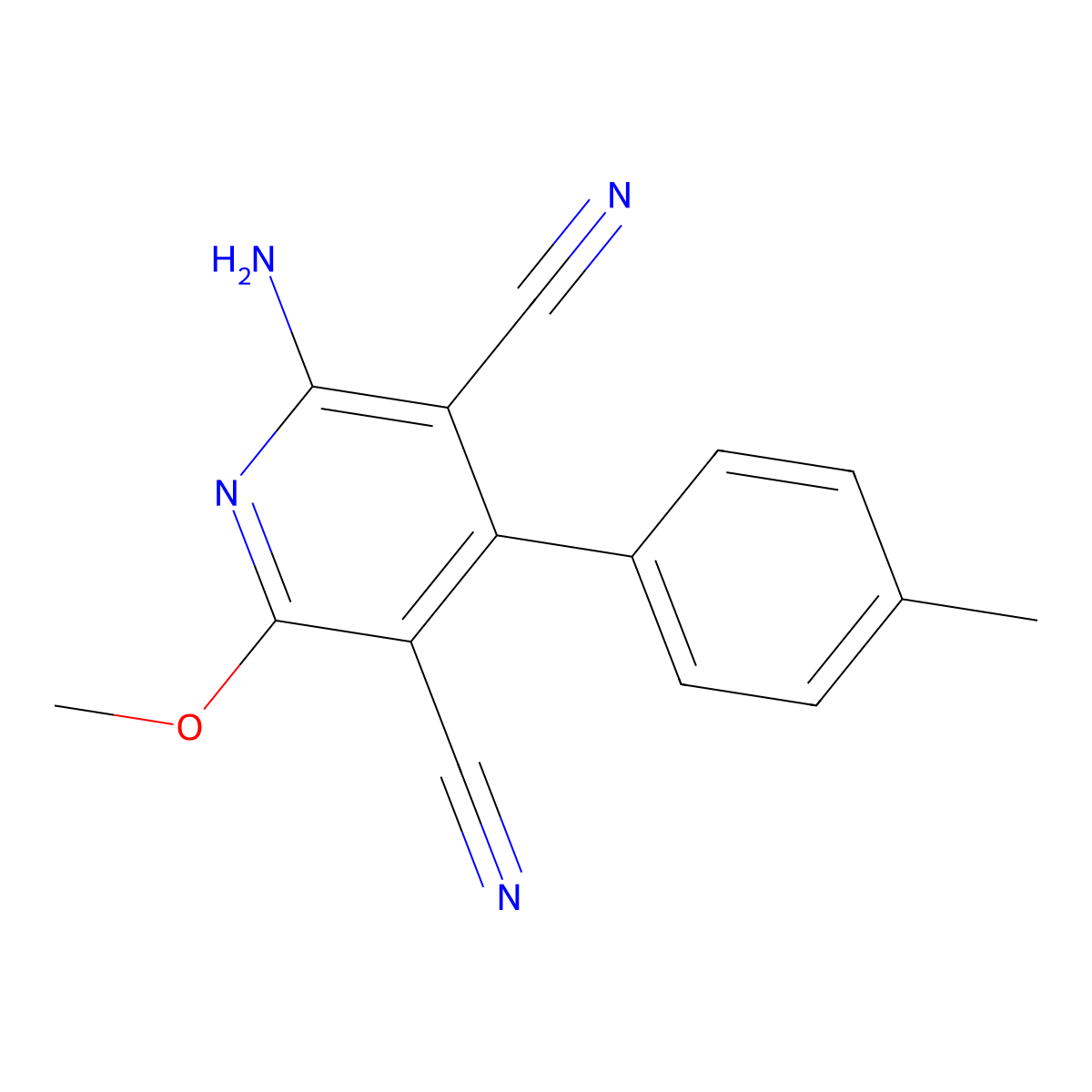 2-Amino-6-methoxy-4-(4-methylphenyl)-3,5-pyridinedicarbonitrile molecular structure, CAS 57021-27-9