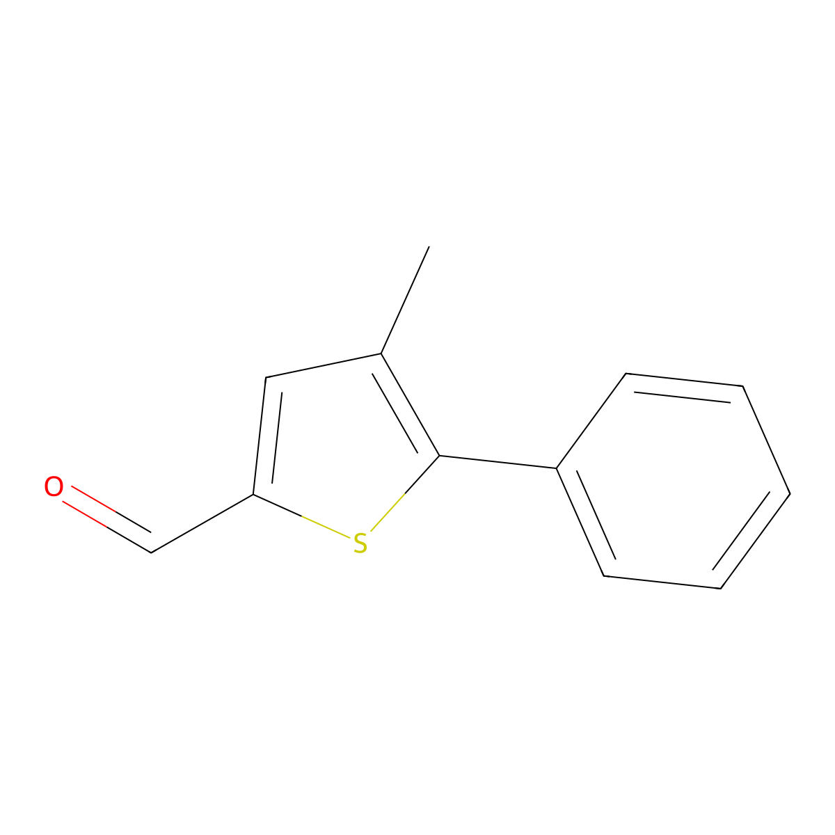 4-Methyl-5-phenylthiophene-2-carbaldehyde molecular structure, CAS 57021-48-4