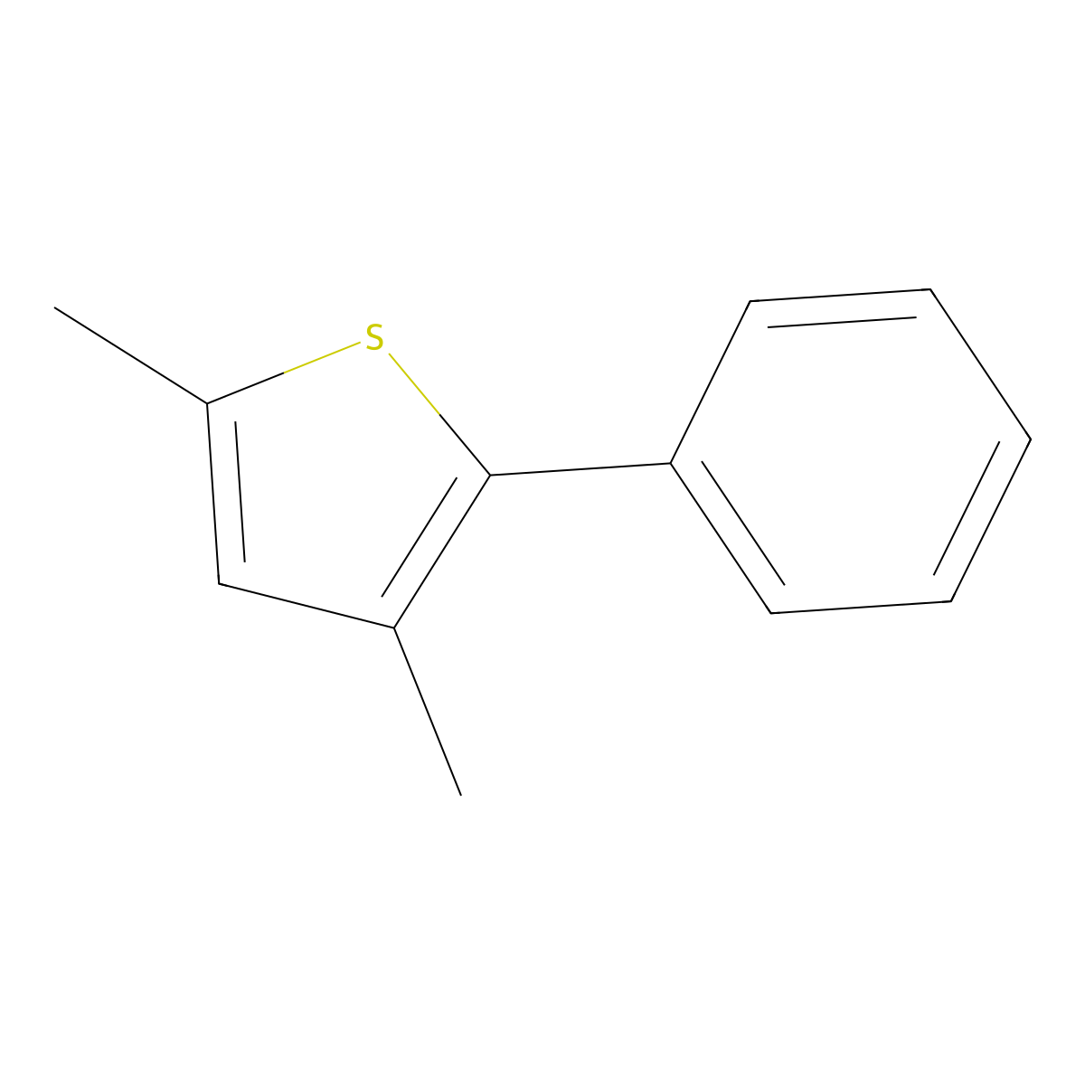 2,4-Dimethyl-5-phenylthiophene molecular structure, CAS 57021-49-5