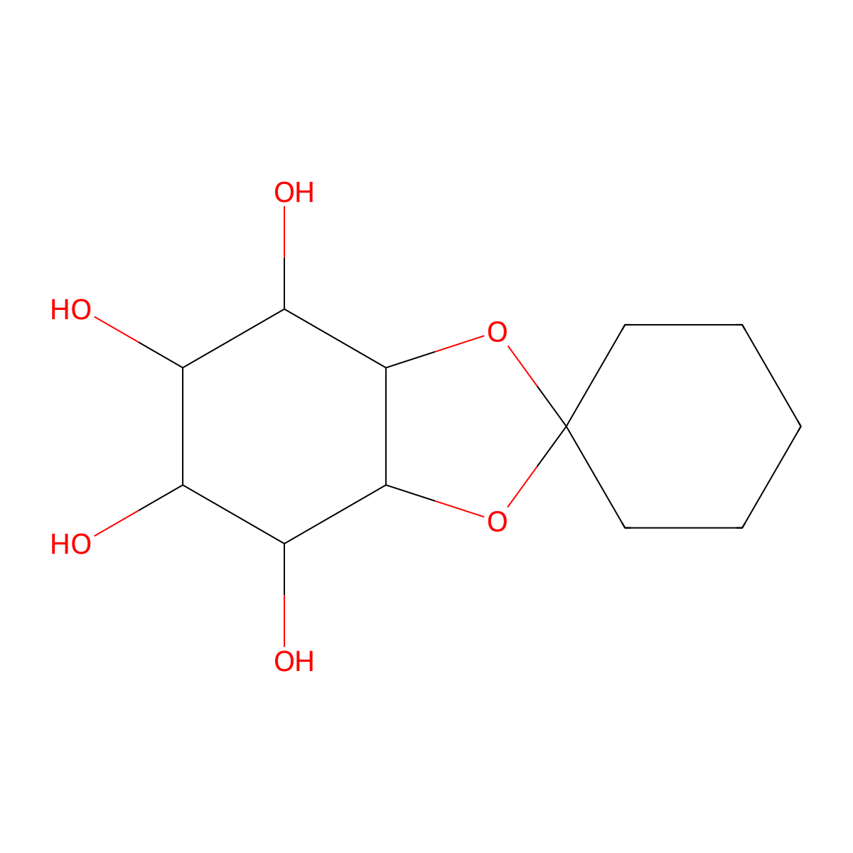 Hexahydrospiro[1,3-benzodioxole-2,1'-cyclohexane]-4,5,6,7-tetrol molecular structure, CAS 57029-87-5