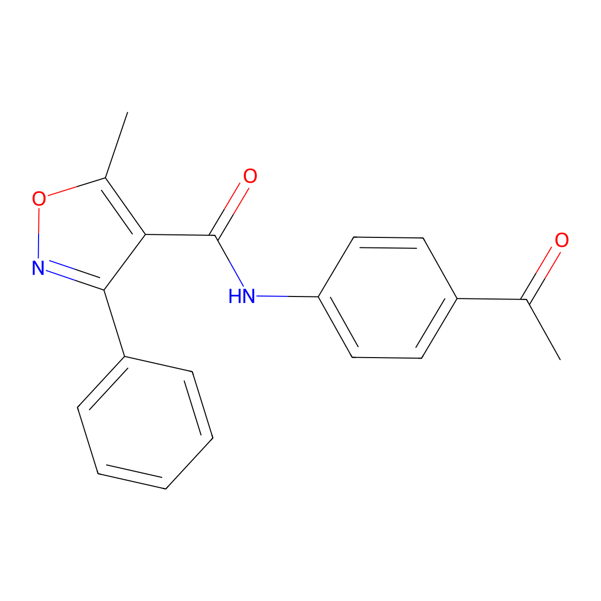 N-(4-acetylphenyl)-5-methyl-3-phenyl-1,2-oxazole-4-carboxamide molecular structure, CAS 5703-33-3