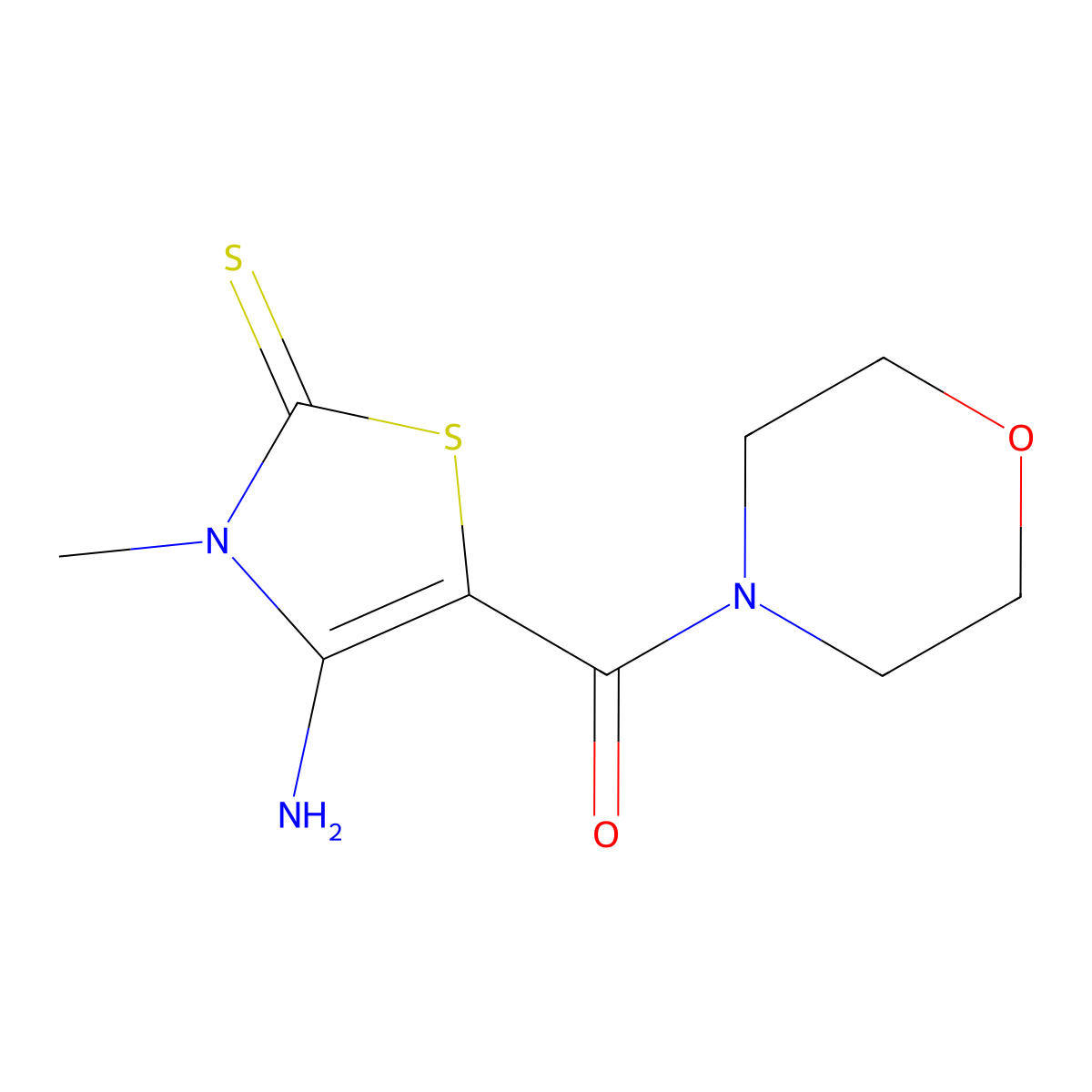 Morpholine, 4-((4-amino-2,3-dihydro-3-methyl-2-thioxo-5-thiazolyl)carbonyl)- molecular structure, CAS 57036-85-8