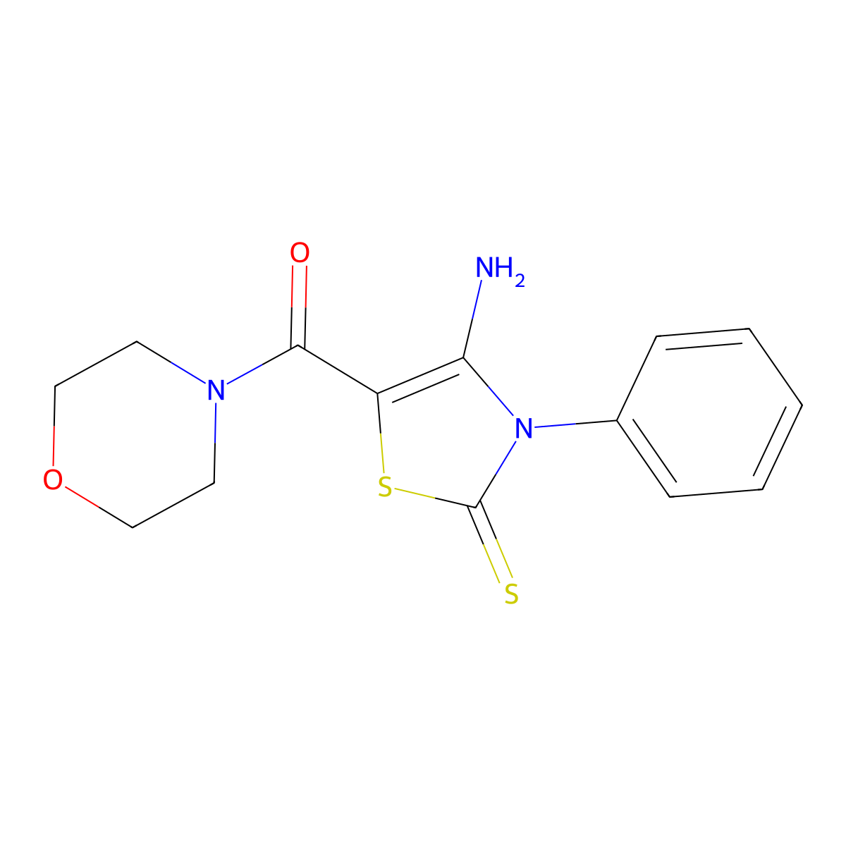 Morpholine, 4-((4-amino-2,3-dihydro-3-phenyl-2-thioxo-5-thiazolyl)carbonyl)- molecular structure, CAS 57036-88-1