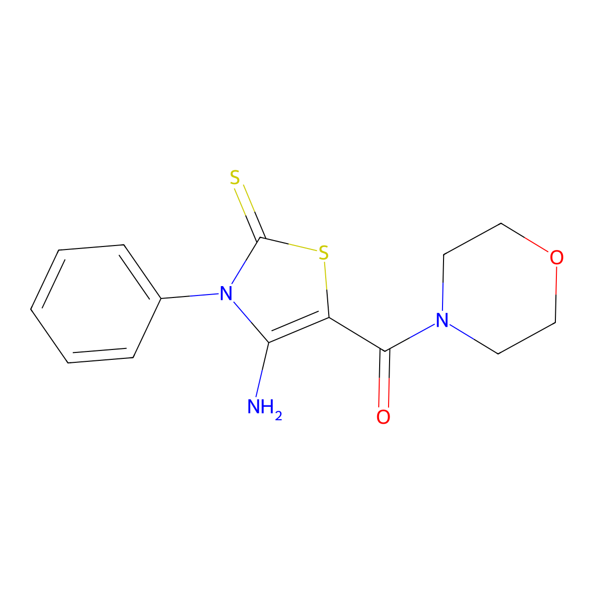 Morpholine, 4-((4-amino-2,3-dihydro-3-phenyl-2-thioxo-5-thiazolyl)carbonyl)- molecular structure, CAS 57036-88-1
