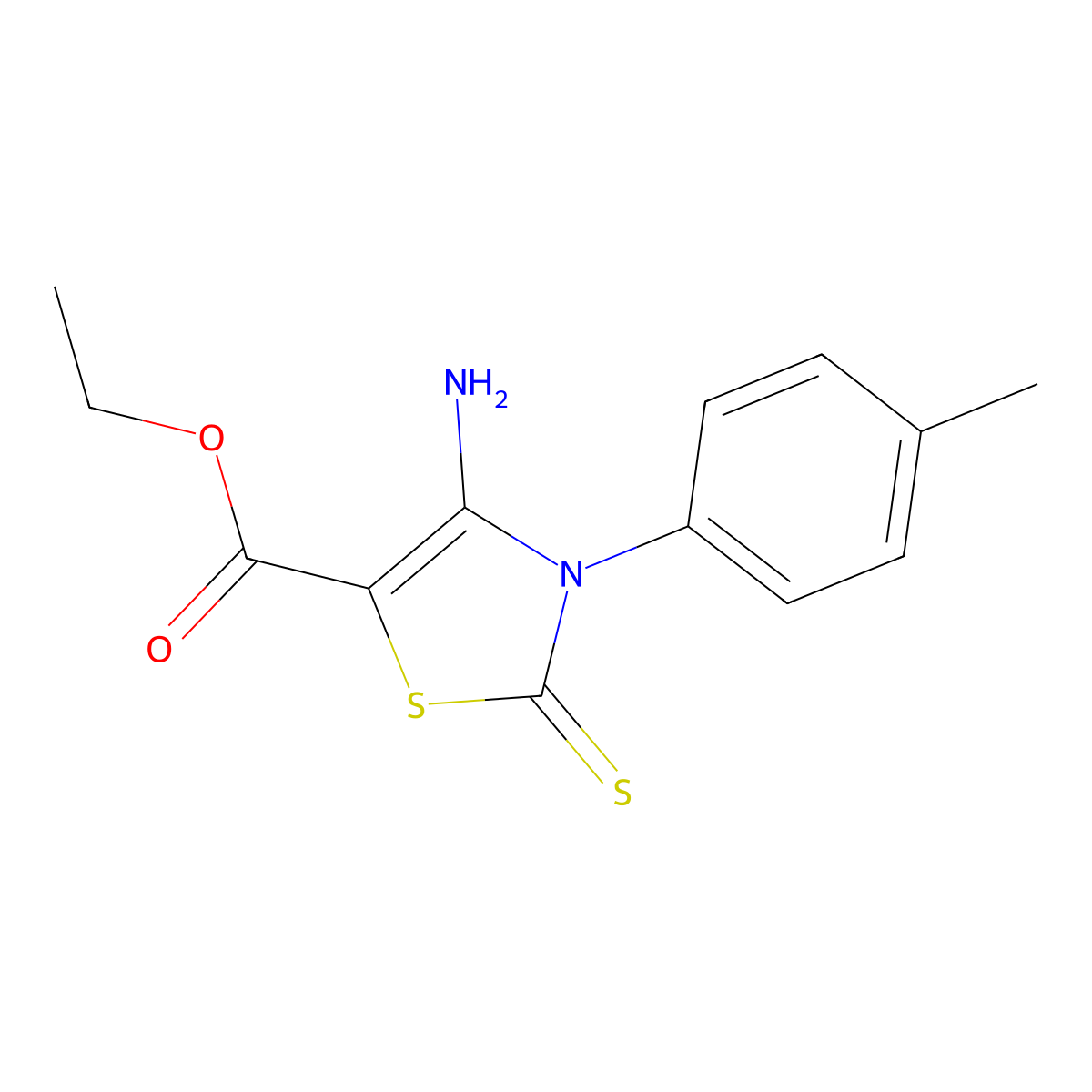 Ethyl 4-amino-3-(4-methylphenyl)-2-sulfanylidene-1,3-thiazole-5-carboxylate molecular structure, CAS 57036-99-4