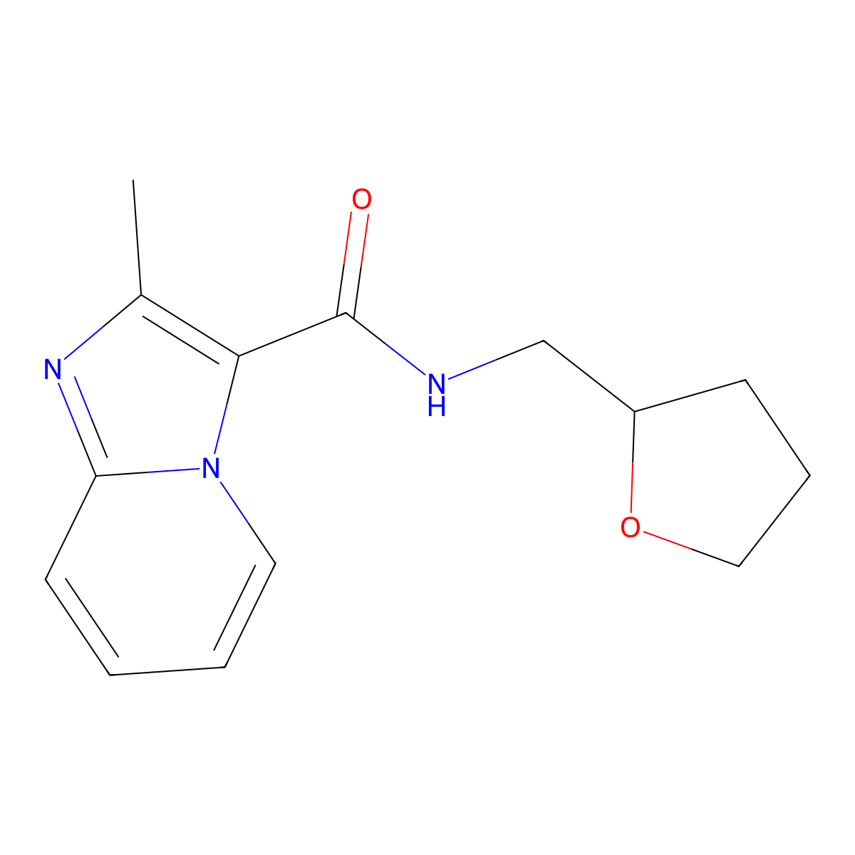 2-methyl-N-(oxolan-2-ylmethyl)imidazo[1,2-a]pyridine-3-carboxamide molecular structure, CAS 570361-17-0