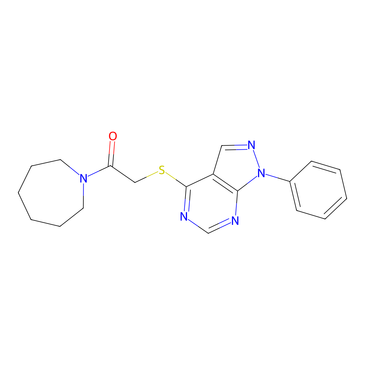 1-(Azepan-1-yl)-2-(1-phenylpyrazolo[3,4-d]pyrimidin-4-yl)sulfanylethanone molecular structure, CAS 570363-45-0