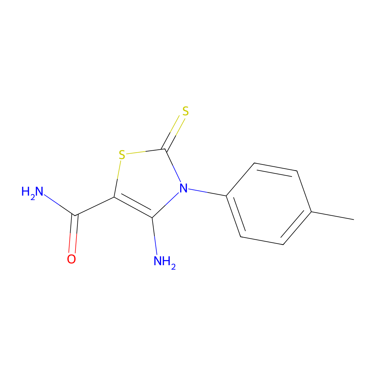 4-Amino-3-(4-methylphenyl)-2-thioxo-2,3-dihydro-1,3-thiazole-5-carboxamide molecular structure, CAS 57037-00-0