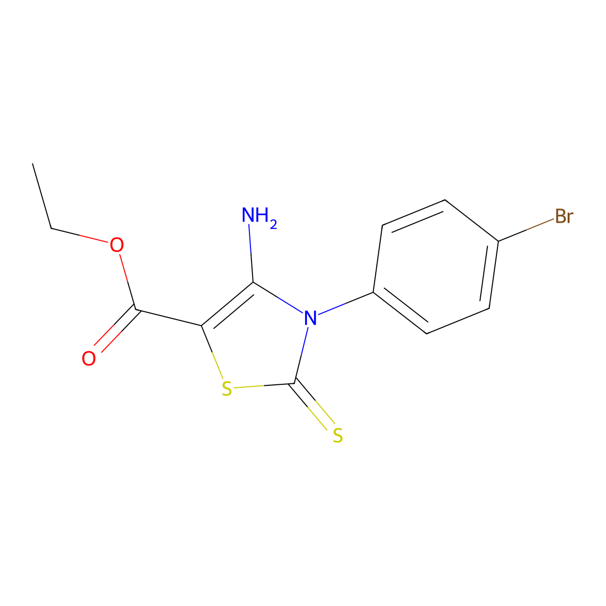 Ethyl 4-amino-3-(4-bromophenyl)-2-thioxo-2,3-dihydro-1,3-thiazole-5-carboxylate molecular structure, CAS 57037-05-5