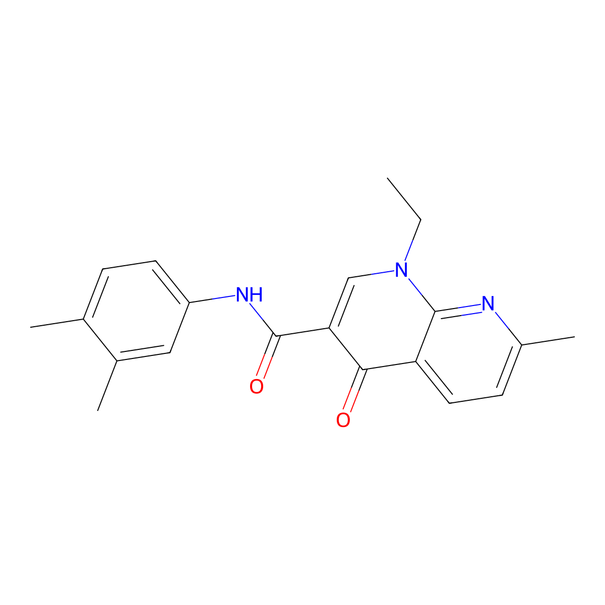 N-(3,4-dimethylphenyl)-1-ethyl-7-methyl-4-oxo-1,4-dihydro-1,8-naphthyridine-3-carboxamide molecular structure, CAS 570374-95-7