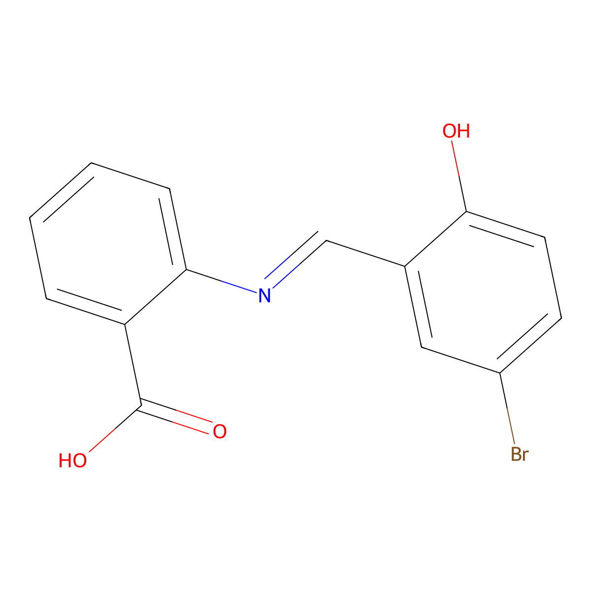 Benzoic acid, 2-[[(5-bromo-2-hydroxyphenyl)methylene]amino]- molecular structure, CAS 57039-60-8