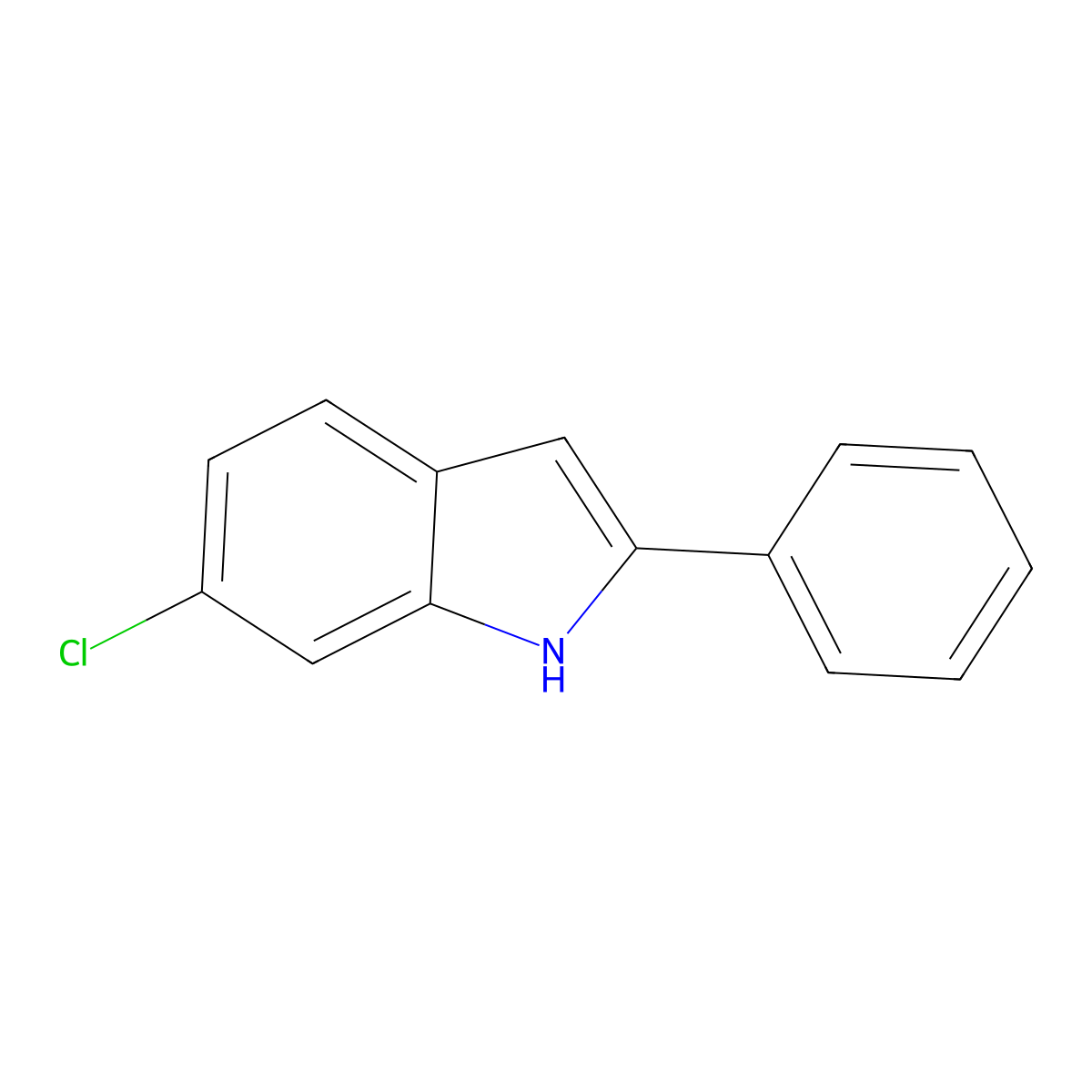 6-chloro-2-phenyl-1H-indole molecular structure, CAS 57039-63-1