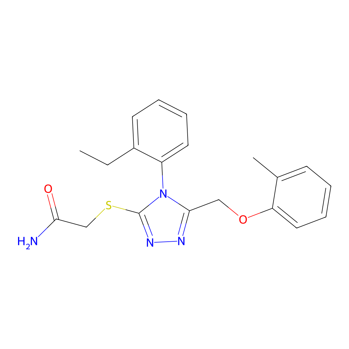 2-[[4-(2-Ethylphenyl)-5-[(2-methylphenoxy)methyl]-1,2,4-triazol-3-yl]sulfanyl]acetamide molecular structure, CAS 570390-00-0