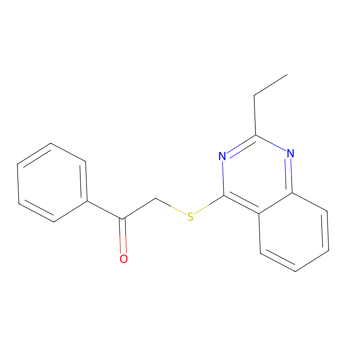 2-[(2-Ethylquinazolin-4-yl)sulfanyl]-1-phenylethan-1-one molecular structure, CAS 570395-12-9