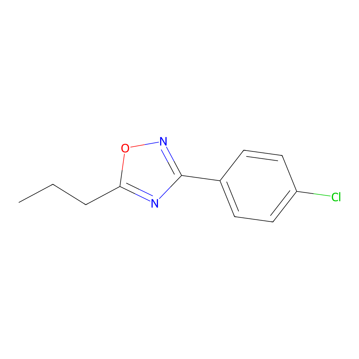 3-(4-Chlorophenyl)-5-propyl-1,2,4-oxadiazole molecular structure, CAS 570396-43-9