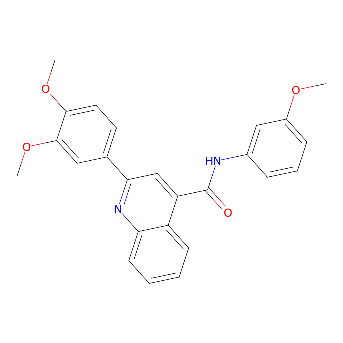 2-(3,4-dimethoxyphenyl)-N-(3-methoxyphenyl)quinoline-4-carboxamide molecular structure, CAS 5704-24-5