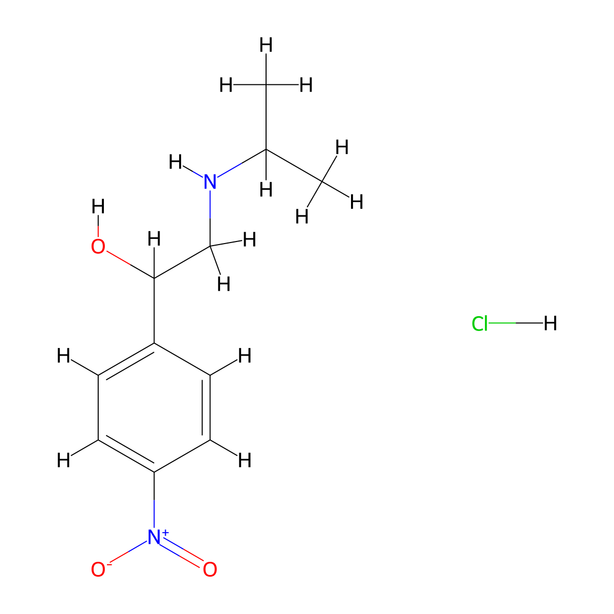 Benzenemethanol, alpha-(((1-methylethyl)amino)methyl)-4-nitro-, monohydrochloride molecular structure, CAS 5704-60-9