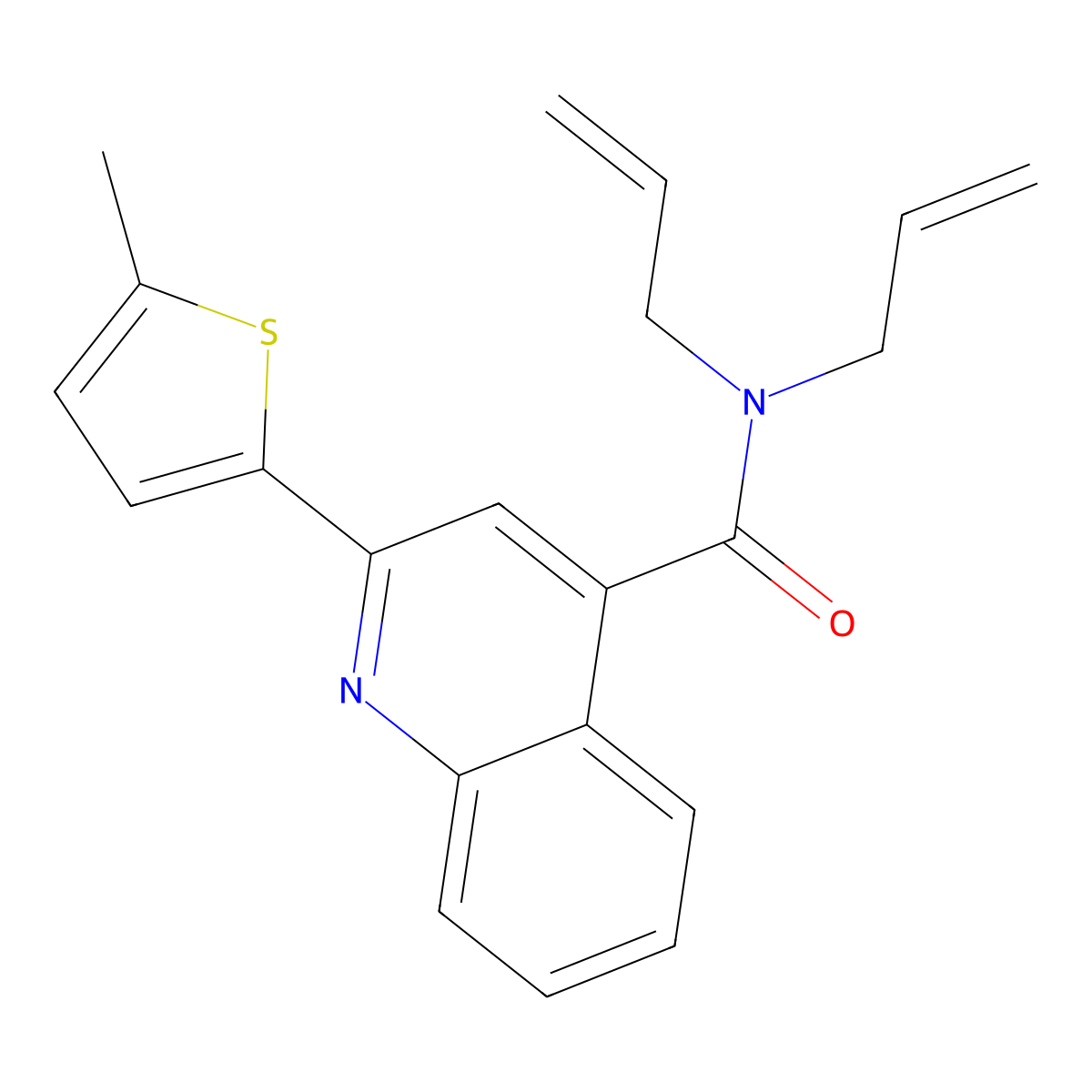 2-(5-methylthiophen-2-yl)-N,N-di(prop-2-en-1-yl)quinoline-4-carboxamide molecular structure, CAS 5704-77-8