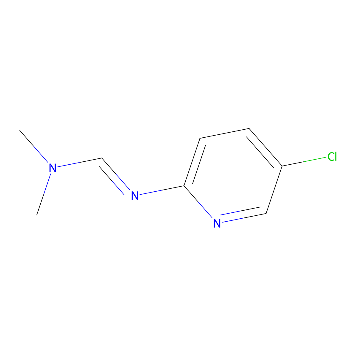 Methanimidamide, N'-(5-chloro-2-pyridinyl)-N,N-dimethyl-, (E)- molecular structure, CAS 57040-81-0