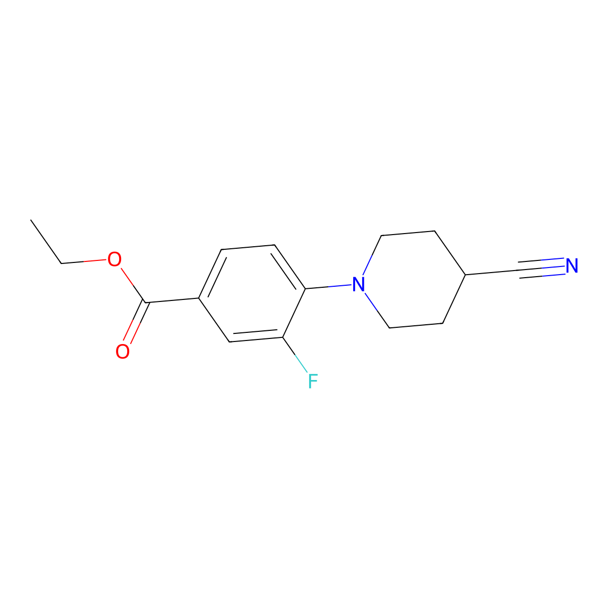 Ethyl 4-(4-cyanopiperidin-1-yl)-3-fluorobenzoate molecular structure, CAS 570408-19-4